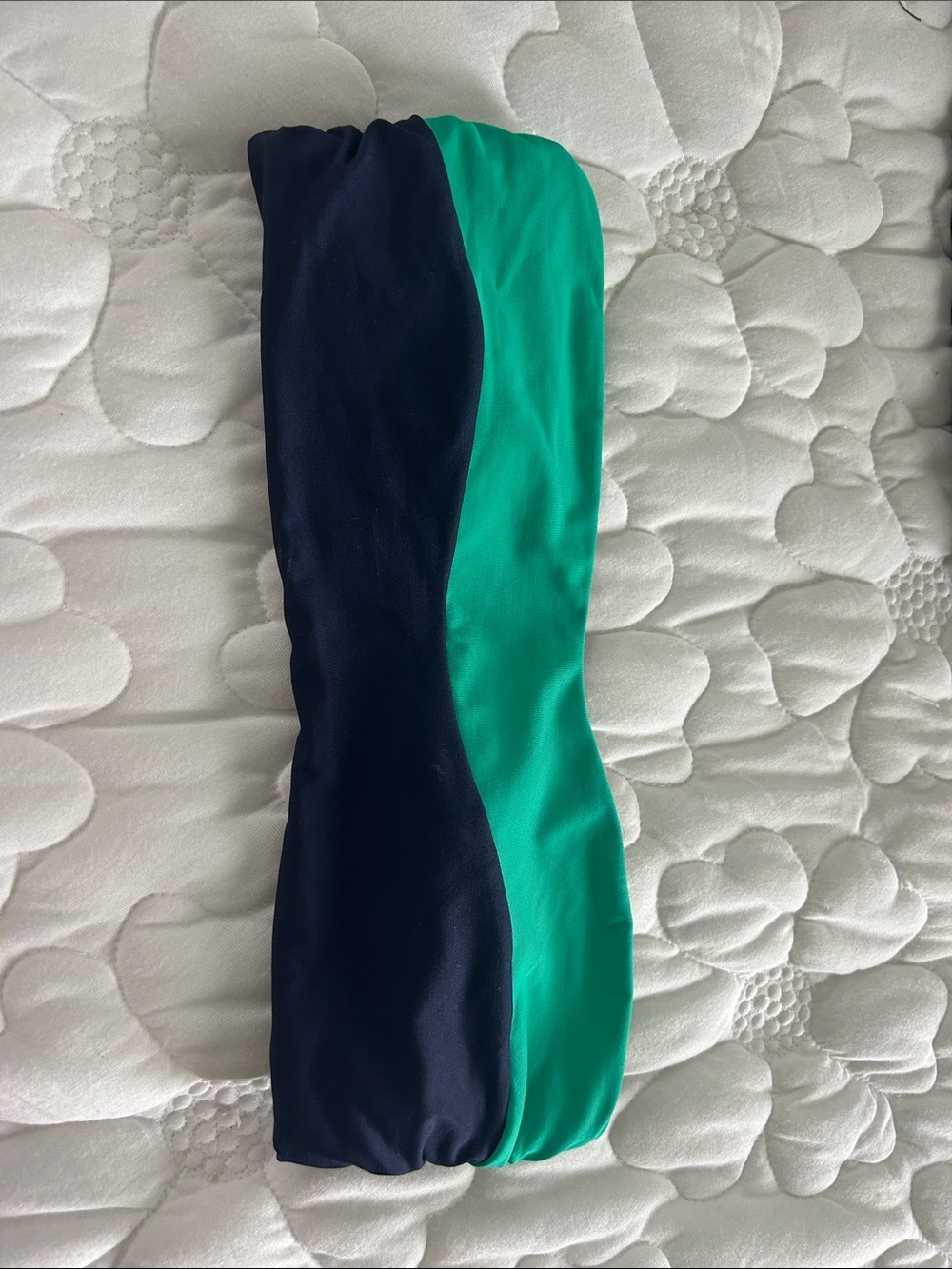 Navy and Teal Two-Tone Bandeau Bathing Suit
